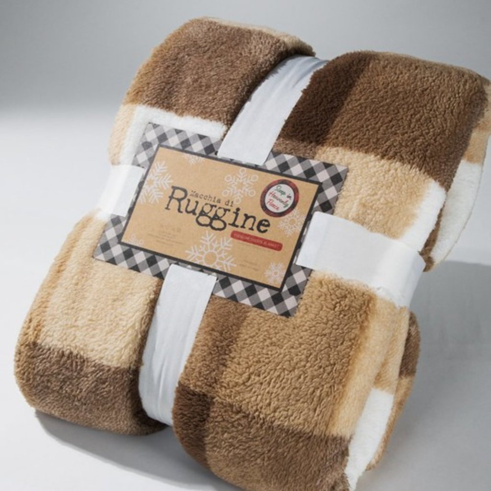 Ruggine Plaid Sherpa Throw Blanket